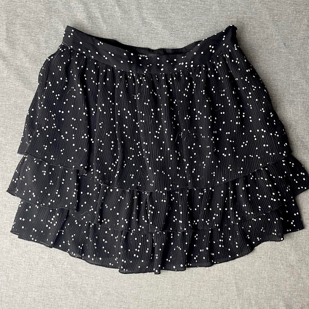 Zara black polka dot tiered Ruffle skirt - Picture 3 of 6